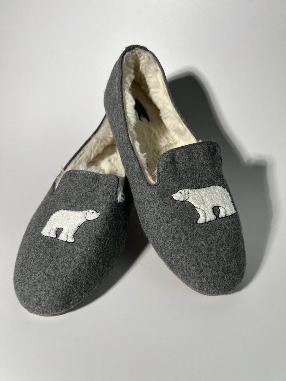 Talbots Fireside Polar Bear Slippers Gray Women’s Size 8M - Picture 5 of 14